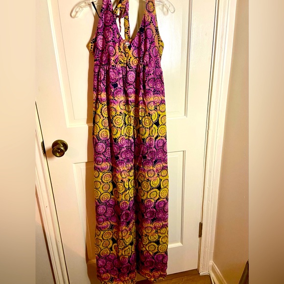 Old Navy Linen Purple Polyester Halter Neck Sleeveless Long Maxi Sz M - Picture 4 of 7